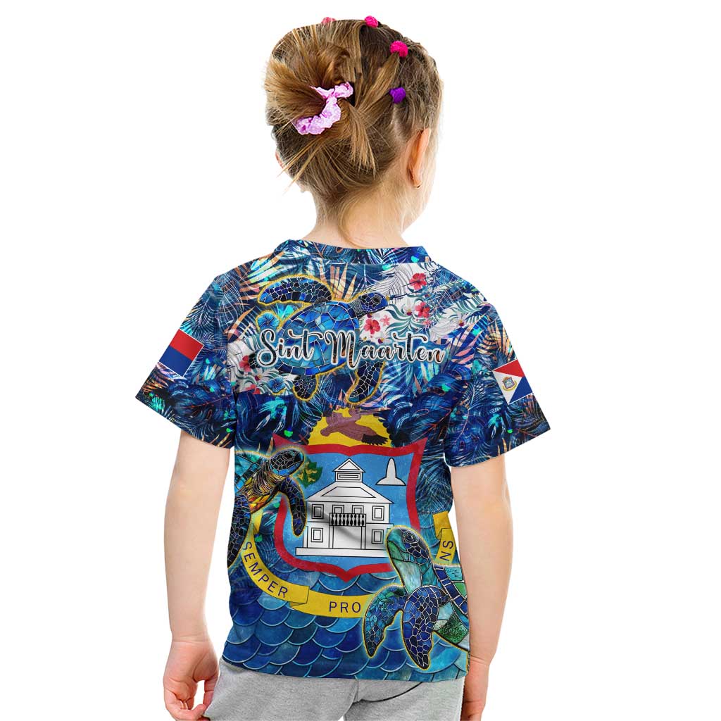 Sint Maarten Kid T Shirt Sea Turtle Tropical Pattern - Wonder Print Shop