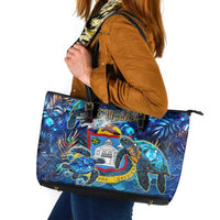 Sint Maarten Leather Tote Bag Sea Turtle Tropical Pattern