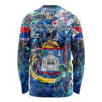 Sint Maarten Long Sleeve Shirt Sea Turtle Tropical Pattern - Wonder Print Shop