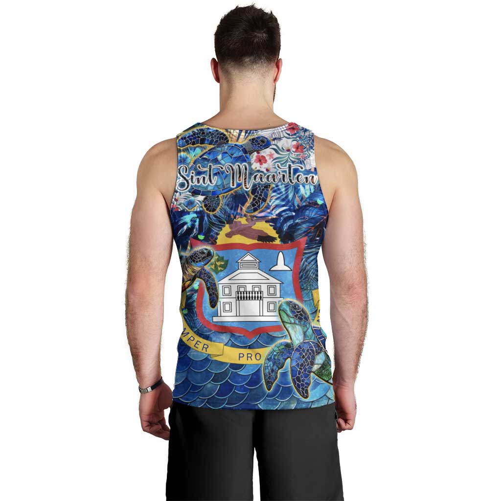 Sint Maarten Men Tank Top Sea Turtle Tropical Pattern - Wonder Print Shop