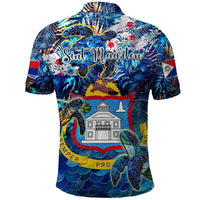 Sint Maarten Polo Shirt Sea Turtle Tropical Pattern - Wonder Print Shop