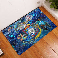 Sint Maarten Rubber Doormat Sea Turtle Tropical Pattern - Wonder Print Shop