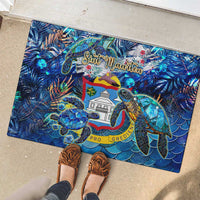 Sint Maarten Rubber Doormat Sea Turtle Tropical Pattern - Wonder Print Shop