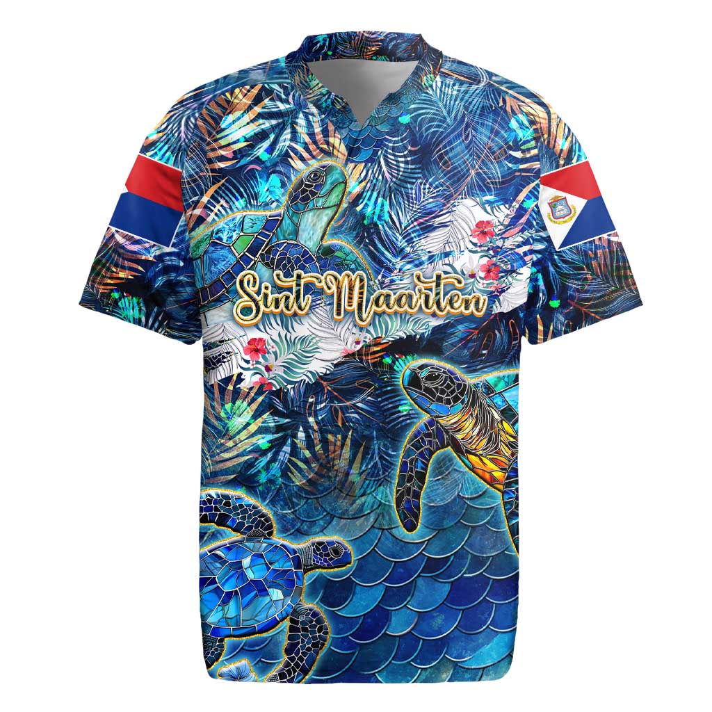Sint Maarten Rugby Jersey Sea Turtle Tropical Pattern - Wonder Print Shop