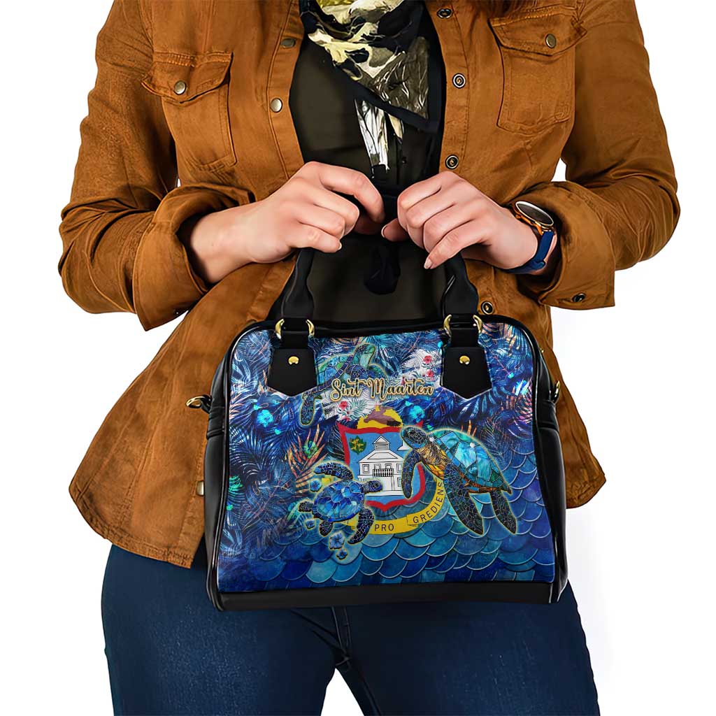 Sint Maarten Shoulder Handbag Sea Turtle Tropical Pattern - Wonder Print Shop