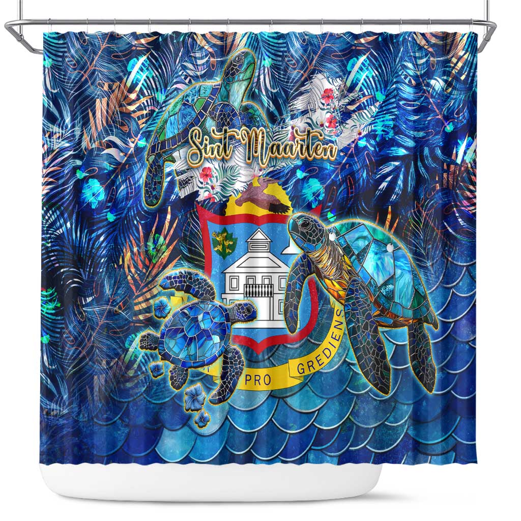 Sint Maarten Shower Curtain Sea Turtle Tropical Pattern - Wonder Print Shop