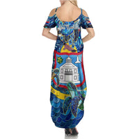 Sint Maarten Summer Maxi Dress Sea Turtle Tropical Pattern - Wonder Print Shop
