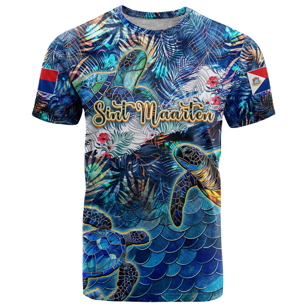 Sint Maarten T Shirt Sea Turtle Tropical Pattern - Wonder Print Shop