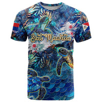 Sint Maarten T Shirt Sea Turtle Tropical Pattern - Wonder Print Shop