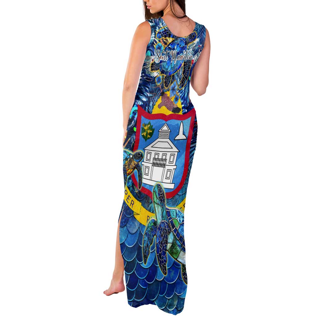 Sint Maarten Tank Maxi Dress Sea Turtle Tropical Pattern - Wonder Print Shop