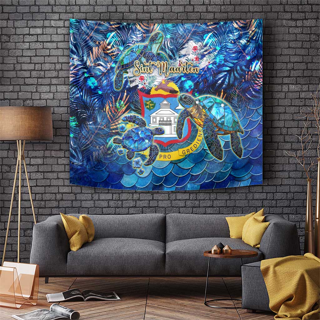 Sint Maarten Tapestry Sea Turtle Tropical Pattern - Wonder Print Shop