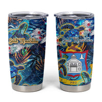 Sint Maarten Tumbler Cup Sea Turtle Tropical Pattern - Wonder Print Shop