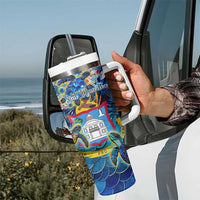 Sint Maarten Tumbler With Handle Sea Turtle Tropical Pattern - Wonder Print Shop