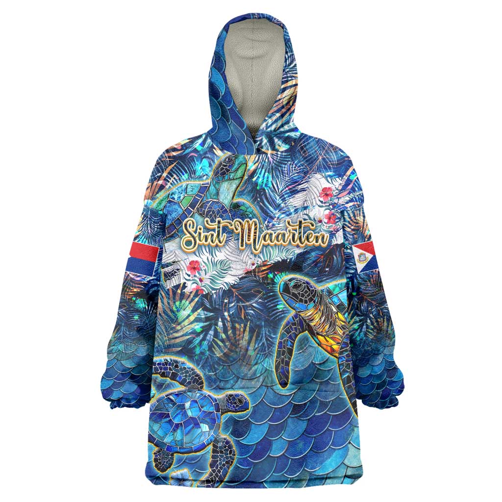 Sint Maarten Wearable Blanket Hoodie Sea Turtle Tropical Pattern - Wonder Print Shop