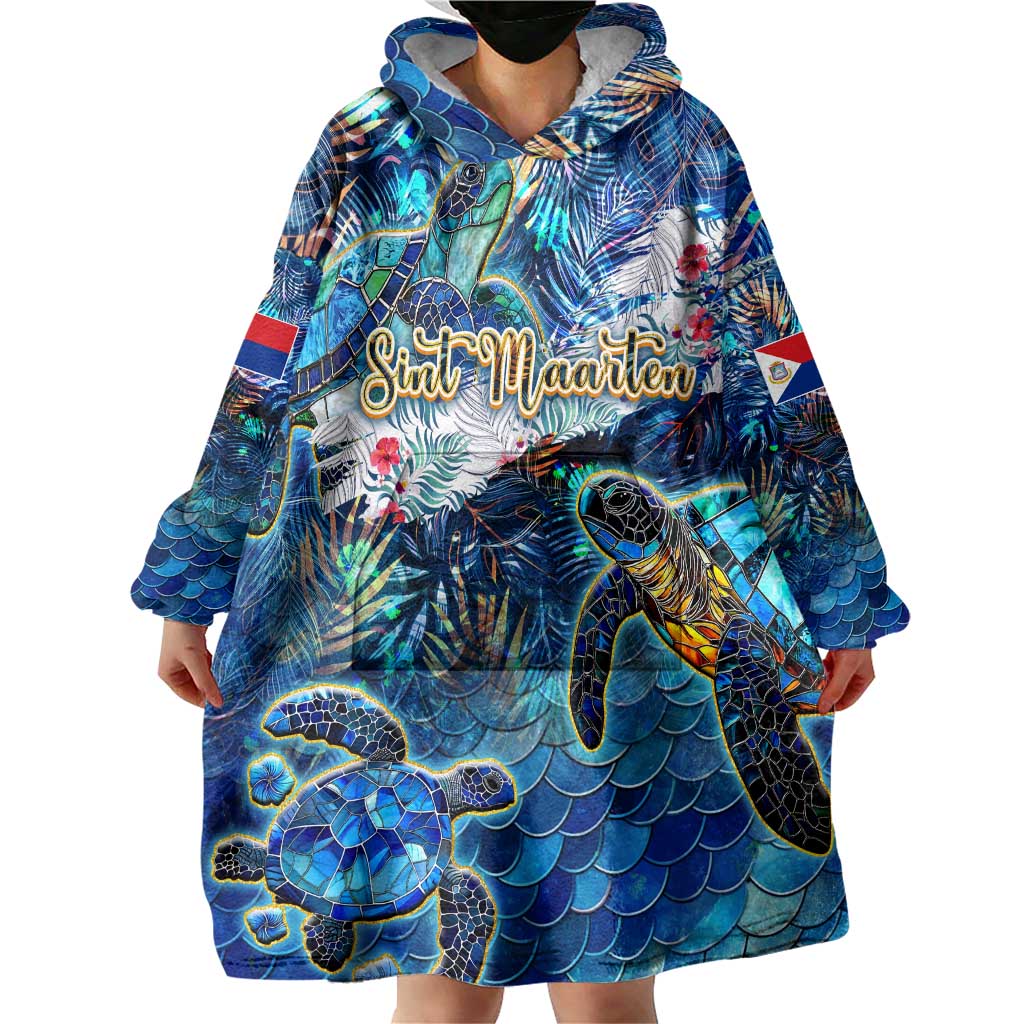 Sint Maarten Wearable Blanket Hoodie Sea Turtle Tropical Pattern - Wonder Print Shop