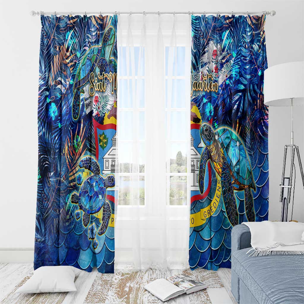 Sint Maarten Window Curtain Sea Turtle Tropical Pattern - Wonder Print Shop