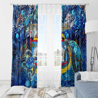 Sint Maarten Window Curtain Sea Turtle Tropical Pattern - Wonder Print Shop