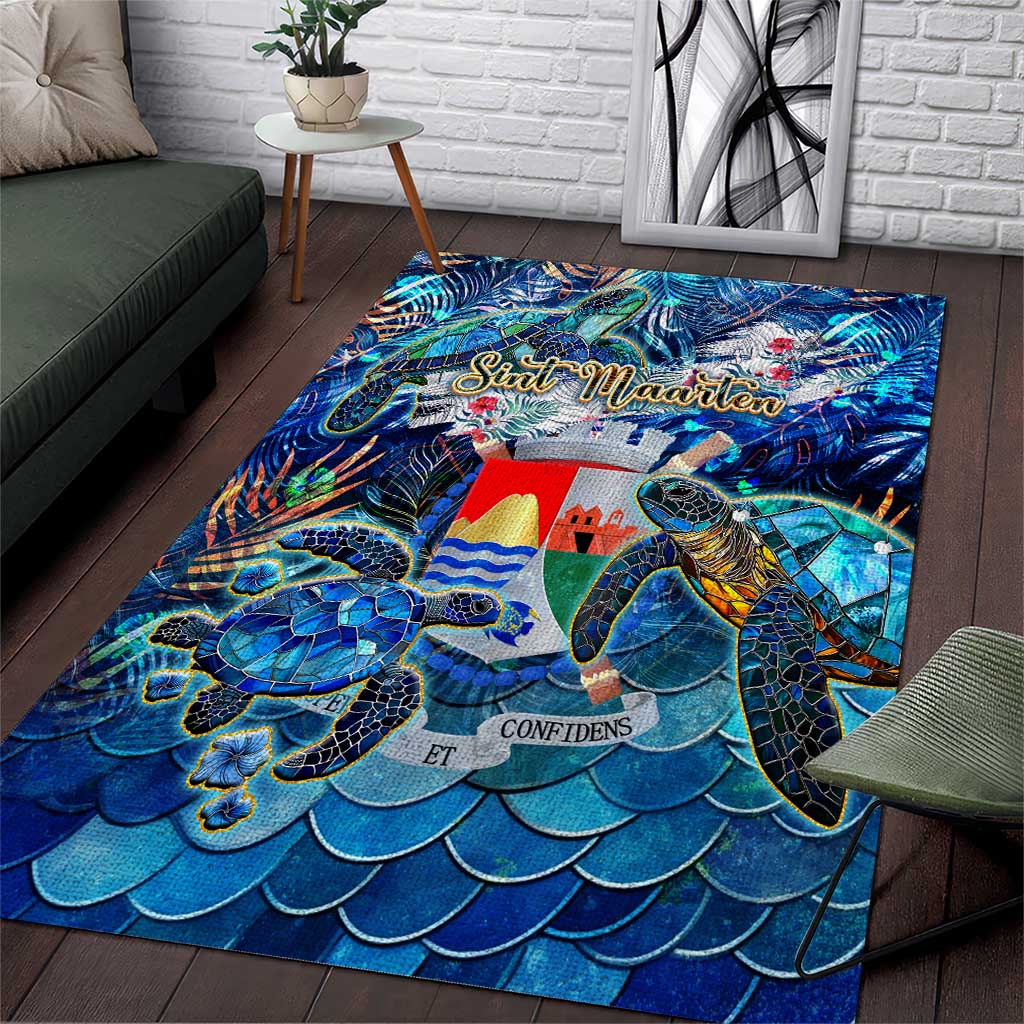 Sint Eustatius Area Rug Sea Turtle Tropical Pattern
