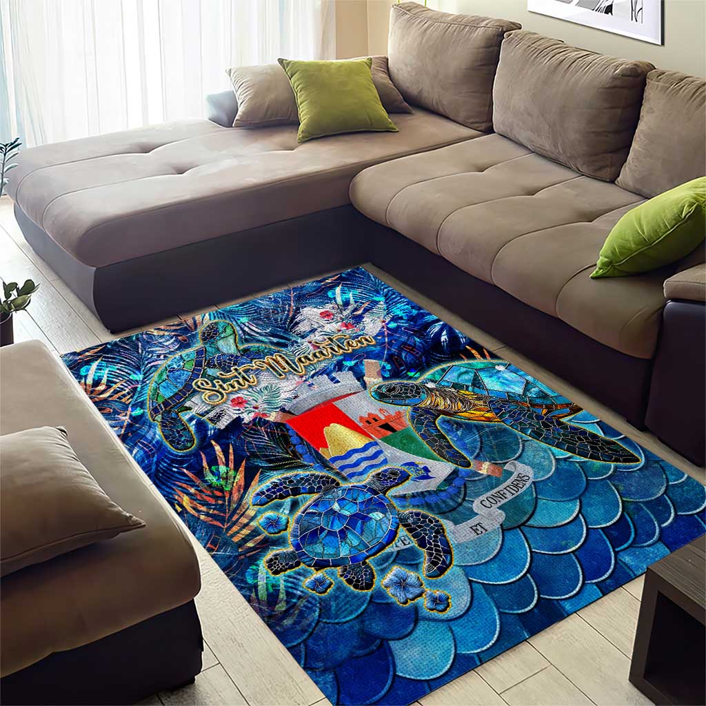Sint Eustatius Area Rug Sea Turtle Tropical Pattern