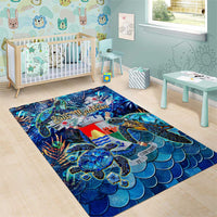 Sint Eustatius Area Rug Sea Turtle Tropical Pattern