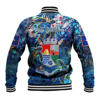 Sint Eustatius Baseball Jacket Sea Turtle Tropical Pattern