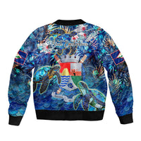 Sint Eustatius Bomber Jacket Sea Turtle Tropical Pattern