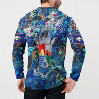 Sint Eustatius Button Sweatshirt Sea Turtle Tropical Pattern