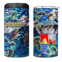Sint Eustatius 4 in 1 Can Cooler Tumbler Sea Turtle Tropical Pattern