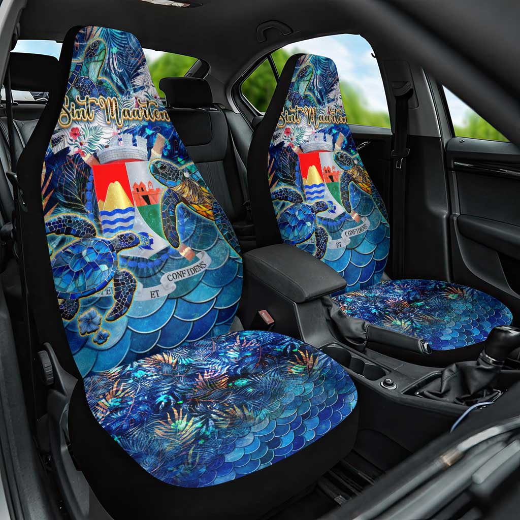 Sint Eustatius Car Seat Cover Sea Turtle Tropical Pattern