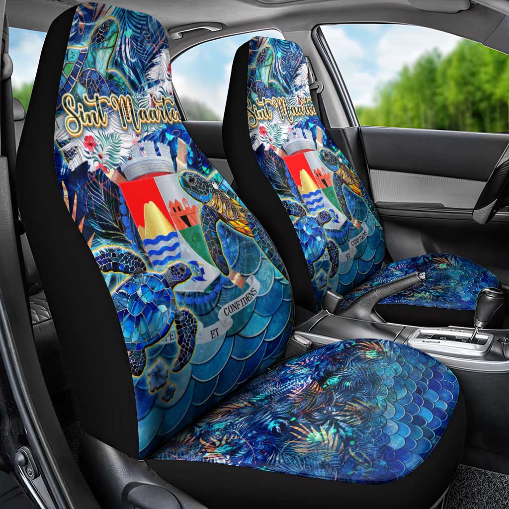 Sint Eustatius Car Seat Cover Sea Turtle Tropical Pattern