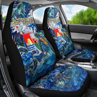 Sint Eustatius Car Seat Cover Sea Turtle Tropical Pattern