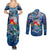 Sint Eustatius Couples Matching Summer Maxi Dress and Long Sleeve Button Shirt Sea Turtle Tropical Pattern