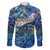 Sint Eustatius Family Matching Long Sleeve Bodycon Dress and Hawaiian Shirt Sea Turtle Tropical Pattern