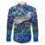 Sint Eustatius Family Matching Off The Shoulder Long Sleeve Dress and Hawaiian Shirt Sea Turtle Tropical Pattern