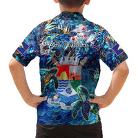 Sint Eustatius Family Matching Off Shoulder Short Dress and Hawaiian Shirt Sea Turtle Tropical Pattern - Wonder Print Shop