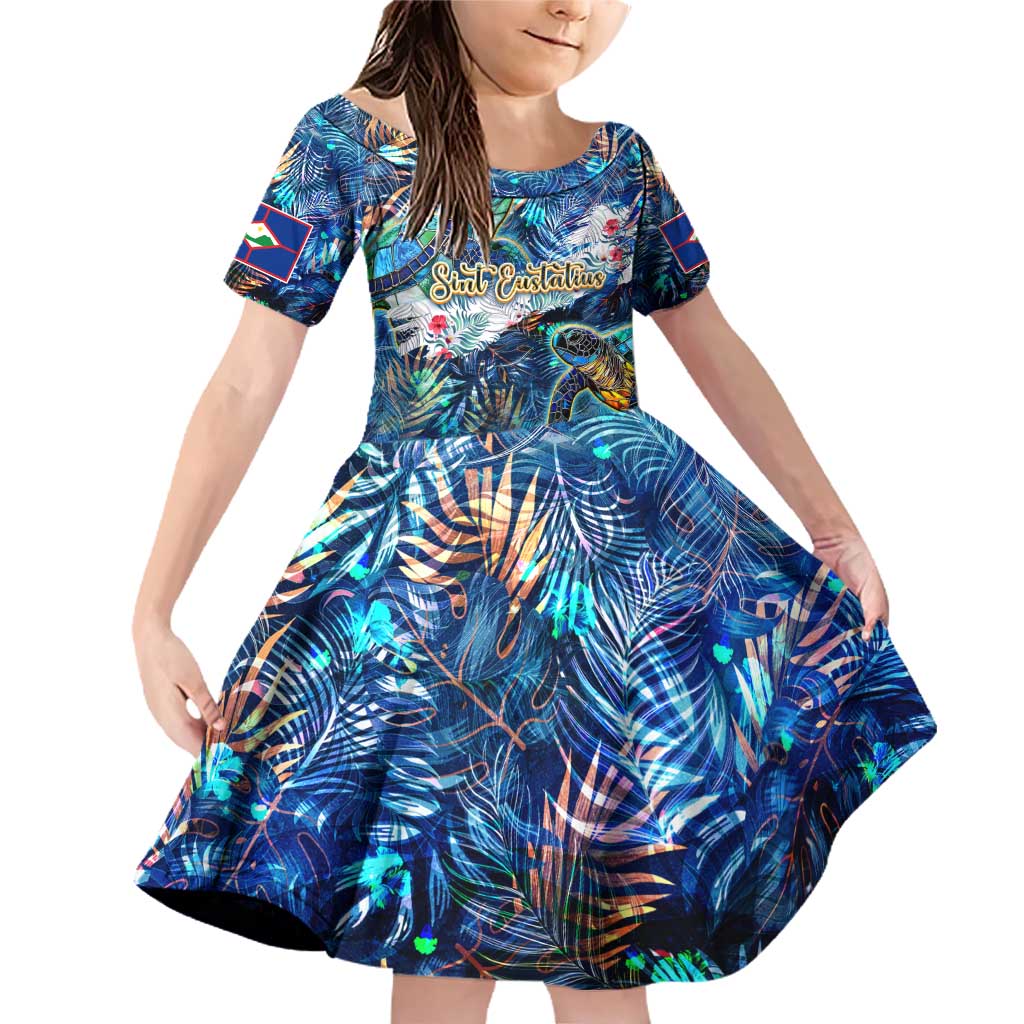 Sint Eustatius Family Matching Off Shoulder Short Dress and Hawaiian Shirt Sea Turtle Tropical Pattern - Wonder Print Shop