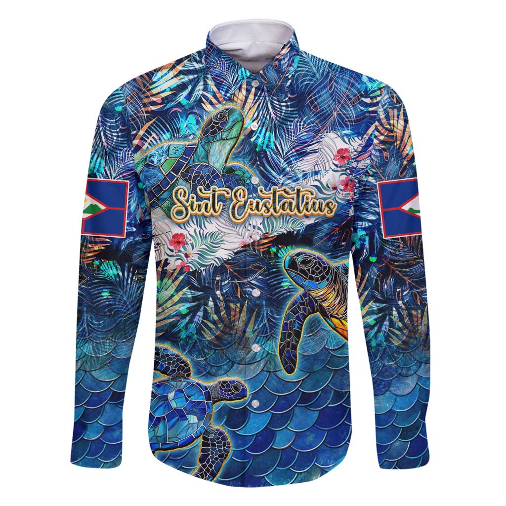 Sint Eustatius Family Matching Off Shoulder Short Dress and Hawaiian Shirt Sea Turtle Tropical Pattern - Wonder Print Shop