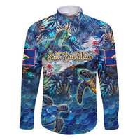 Sint Eustatius Family Matching Off Shoulder Short Dress and Hawaiian Shirt Sea Turtle Tropical Pattern - Wonder Print Shop
