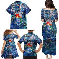 Sint Eustatius Family Matching Puletasi and Hawaiian Shirt Sea Turtle Tropical Pattern