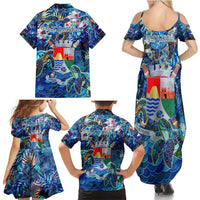 Sint Eustatius Family Matching Summer Maxi Dress and Hawaiian Shirt Sea Turtle Tropical Pattern - Wonder Print Shop