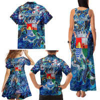 Sint Eustatius Family Matching Tank Maxi Dress and Hawaiian Shirt Sea Turtle Tropical Pattern - Wonder Print Shop