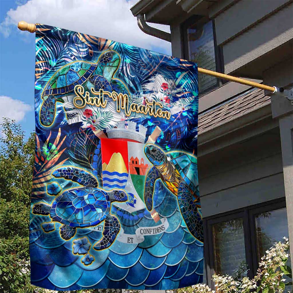 Sint Eustatius Garden Flag Sea Turtle Tropical Pattern - Wonder Print Shop