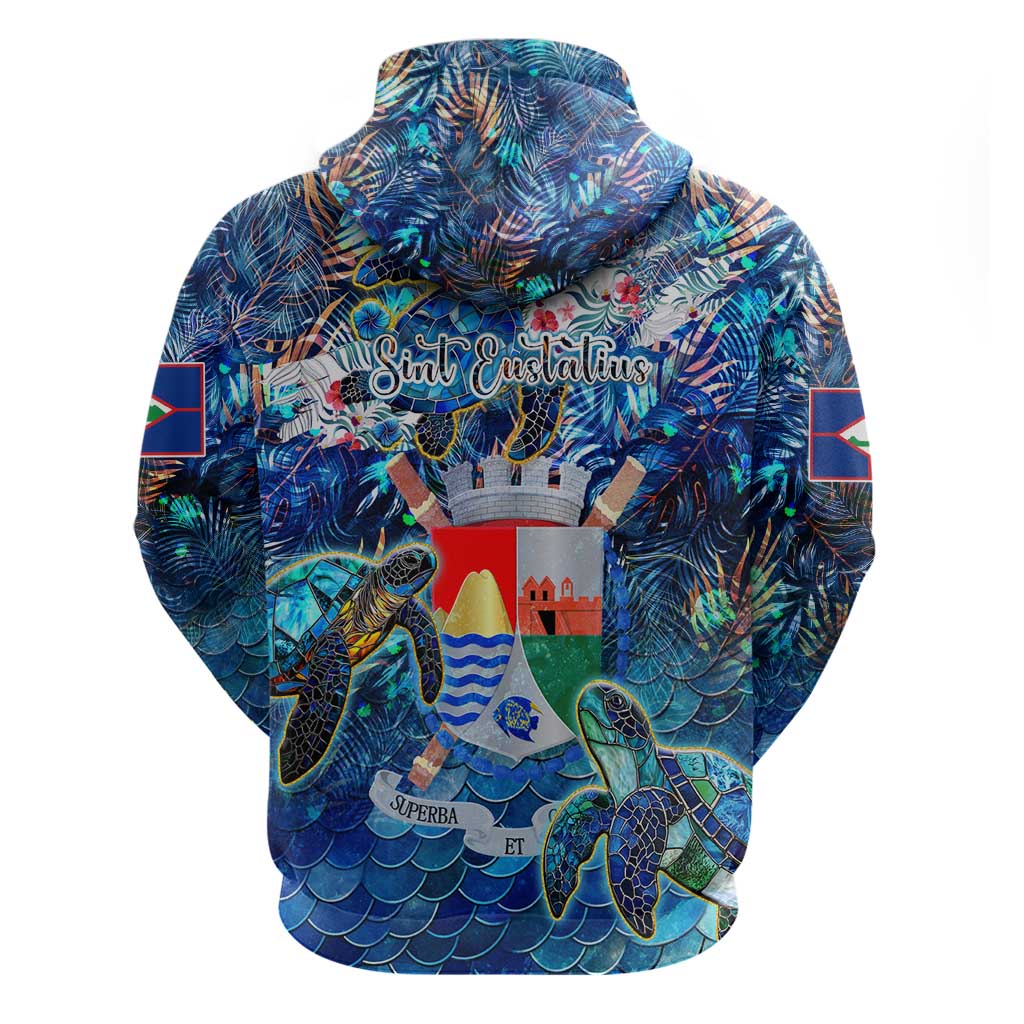 Sint Eustatius Hoodie Sea Turtle Tropical Pattern - Wonder Print Shop