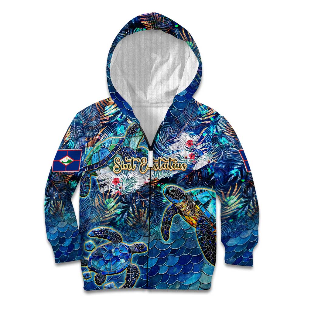 Sint Eustatius Kid Hoodie Sea Turtle Tropical Pattern - Wonder Print Shop