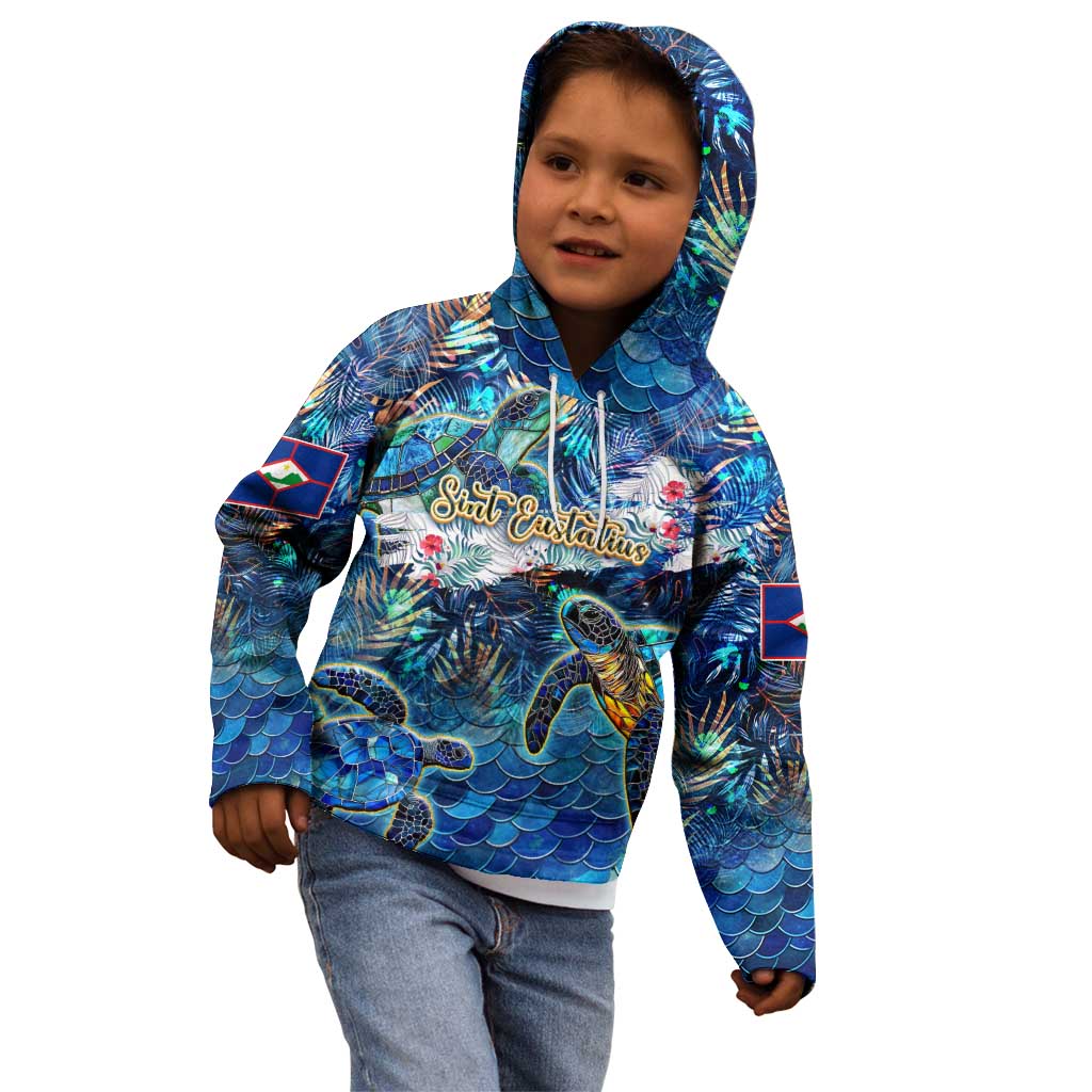 Sint Eustatius Kid Hoodie Sea Turtle Tropical Pattern - Wonder Print Shop