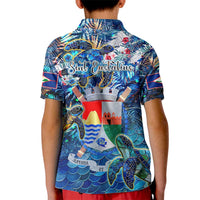 Sint Eustatius Kid Polo Shirt Sea Turtle Tropical Pattern - Wonder Print Shop
