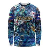 Sint Eustatius Long Sleeve Shirt Sea Turtle Tropical Pattern - Wonder Print Shop