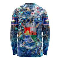 Sint Eustatius Long Sleeve Shirt Sea Turtle Tropical Pattern - Wonder Print Shop
