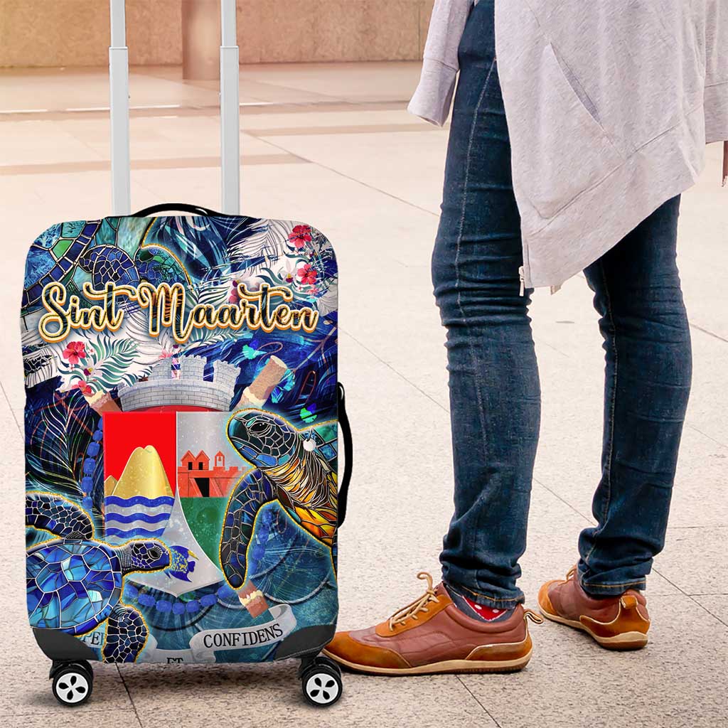 Sint Eustatius Luggage Cover Sea Turtle Tropical Pattern - Wonder Print Shop