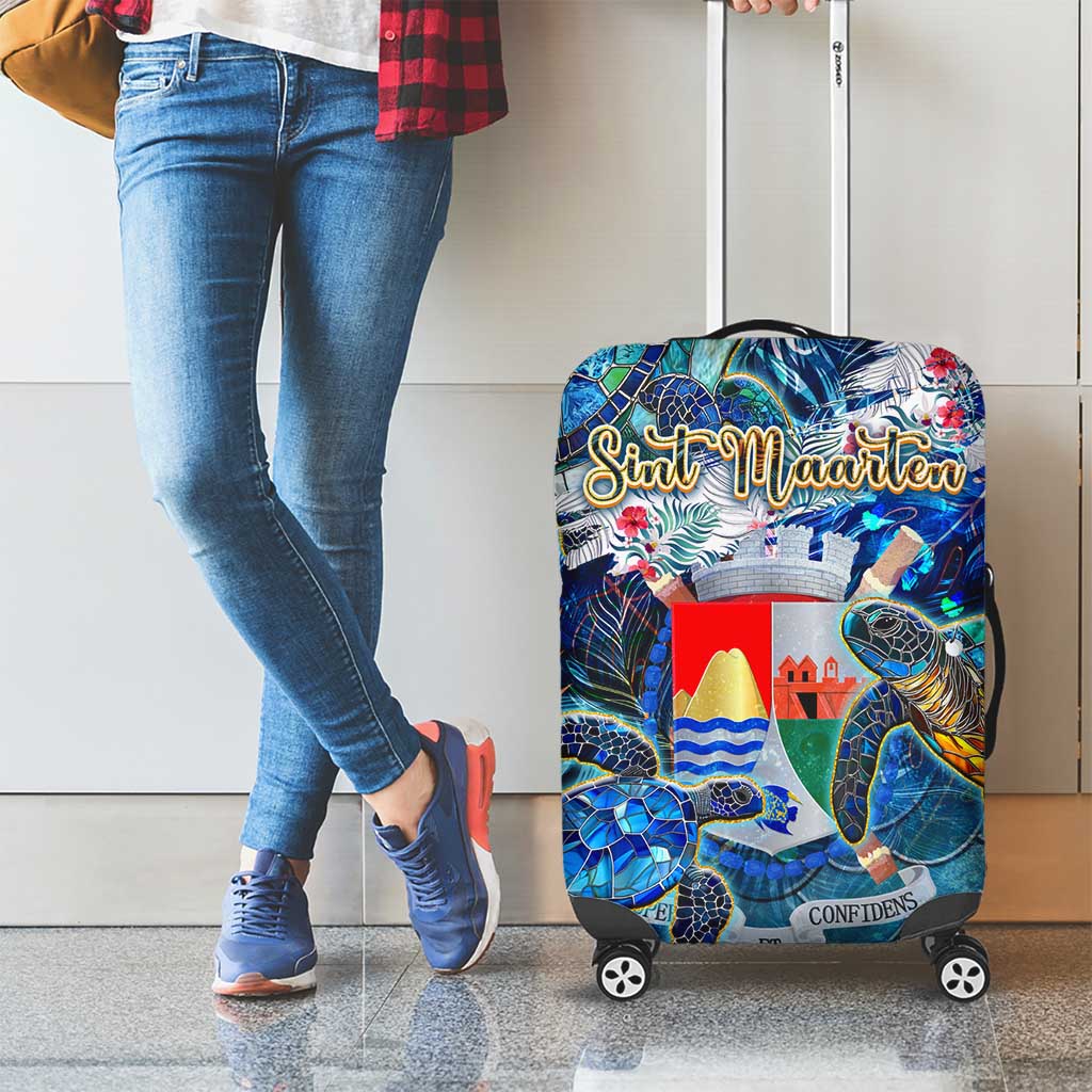 Sint Eustatius Luggage Cover Sea Turtle Tropical Pattern - Wonder Print Shop